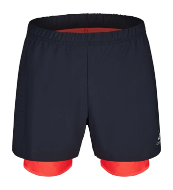 Sportbroek Odlo Men 2-In-1 Short Zeroweight 5 Inch Black Firelight