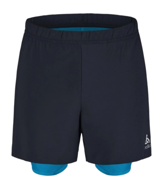 Sporthose Odlo 2-In-1 Short Zeroweight 5 Inch Men Black Saxony Blue