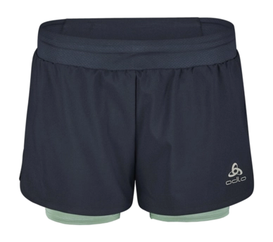 Short de Sport Odlo Femme 2-en-1 Zeroweight 3 Pouces Black Loden Frost