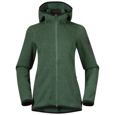 Gilet Bergans Women Kamphaug Knitted Hoodie Dark Jade Green