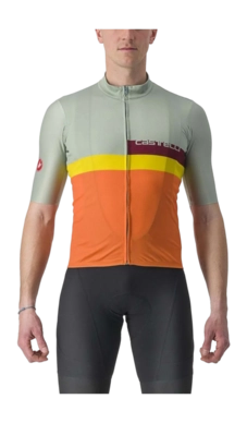 Fietsshirt Castelli Mens A Blocco Jersey Defender Green Dark Red Bordea