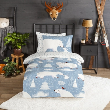 Dekbedovertrek Good Morning Northpole Blue Flanel