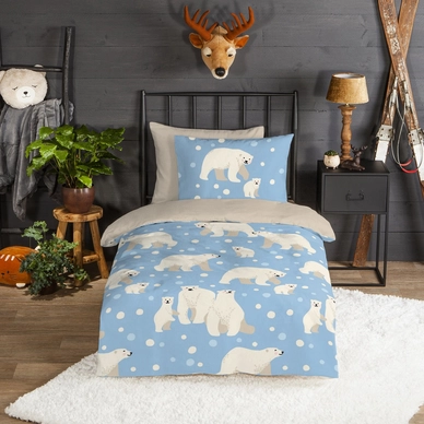 Dekbedovertrek Good Morning Polar Bear Blue Flanel