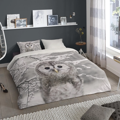 Dekbedovertrek Good Morning Owl Grey Flanel