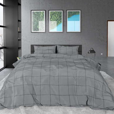 Dekbedovertrek Dreamhouse Deep check Grey Satijn