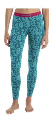 Legging Icebreaker Women Merino 200 Oasis Macro Camo Flux Green Dark Flux AOP