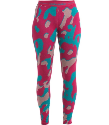 Legging Icebreaker Women Merino 260 Vertex Natural Shades Electron Pink Crystal Fluxgreen