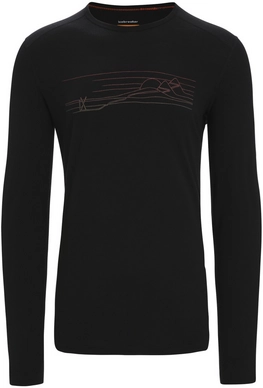 Ondershirt Icebreaker Men 200 Oasis LS Crewe Ski Stripes Black