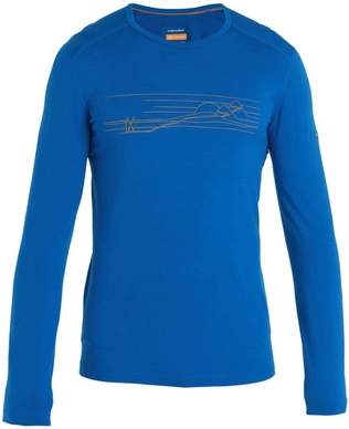 Ondershirt Icebreaker Men 200 Oasis LS Crewe Ski Stripes Lazurite