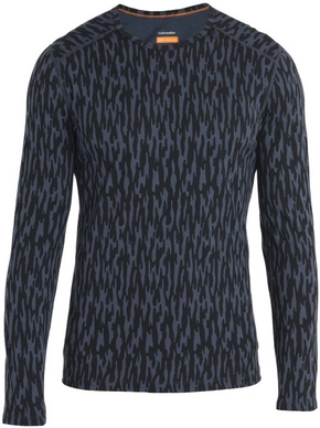 Ondershirt Icebreaker Men Merino 200 Oasis LS Crewe Macro Forms Graphite Black AOP
