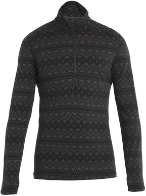 Ondershirt Icebreaker Men Merino 200 Oasis LS Half Zip First Snow Black Loden AOP