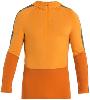 Undershirt Icebreaker Men Merino 200 Sonebula LS Half Zip Hood Earth Solar Loden
