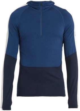 Ondershirt Icebreaker Men Merino 200 Sonebula LS Half Zip Hood Mid Navy Royal Navy Snow