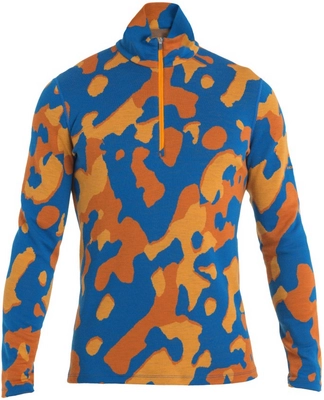 Ondershirt Icebreaker Men Merino 260 Vertex LS Half Zip Natural Cam Lazurite Solar Earth