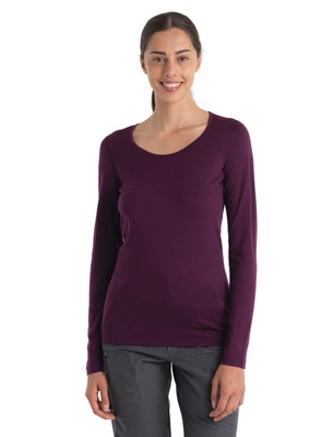 Ondershirt Icebreaker Women 200 Oasis LS Scoop Nightshade