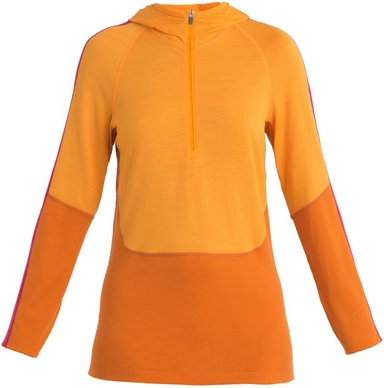 Unterhemd Icebreaker Merino 200 Sonebula LS Half Zip Hood Damen Earth Solar Electron Pink