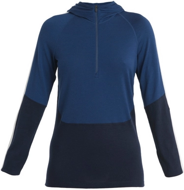 Maillot de orps Icebreaker Femme Merino 200 Sonebula LS Demi Zip Capuche Marine Moyenne Navy Royal Neige
