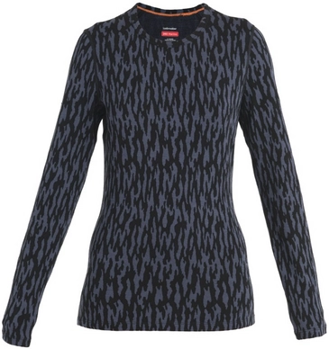 Maillot de Corps Icebreaker Femme Merino 260 Vertex LS Crewe Macro Forms Graphite Noir