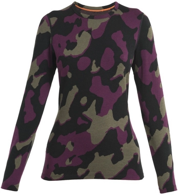 Ondershirt Icebreaker Women Merino 260 Vertex LS Crewe Natural Shades Black Loden Nightshade