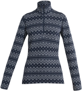 Ondershirt Icebreaker Women Merino 260 Vertex LS Half Zip First Snow Midnight Navy Snow