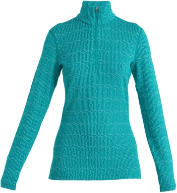 Ondershirt Icebreaker Women Merino 260 Vertex LS Half Zip Herenga Flux Green Snow