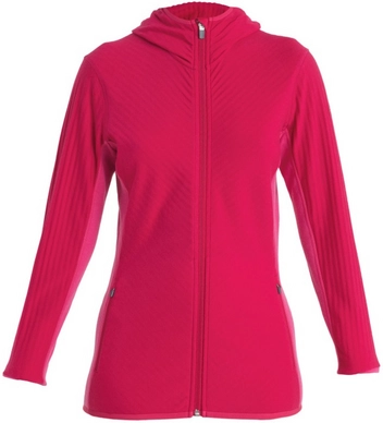 Pull Icebreaker Femme Descender LS Zip Hood Electron Pink Tempo