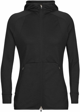 Pull Icebreaker Femme Merino Quantum ZoneKnit LS Zip Hoodie Black