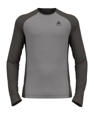 Maillot de Corps Odlo Homme Bl Haut Col Rond L/S Natural Performance Grey Melange Dark Grey Melange