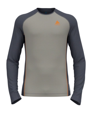Unterhemd Odlo Bl Top Crew Neck L/S Natural Performance Herren Silver Cloud India Ink Melange