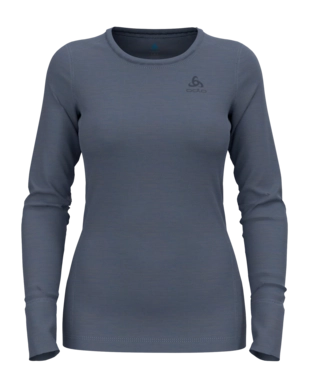 Ondershirt Odlo Women Bl Top Crew Neck L/S Merino 200 Folkstone Gray