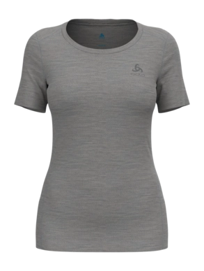 Ondershirt Odlo Women Bl Top Crew Neck S/S Merino 200 Odlo Steel Grey Melange