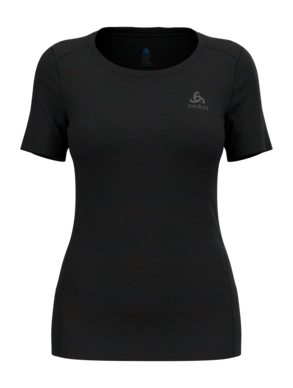 Ondershirt Odlo Women Bl Top Crew Neck S/S Merino 200 Black