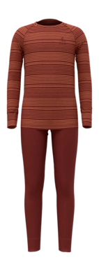 Baselayerset Odlo Unisex Set Long Active Warm Eco Set Spiced Apple Live Wire
