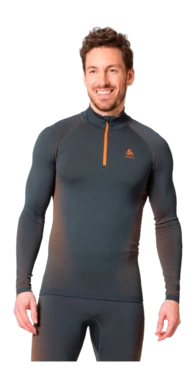 Maillot de Corps Odlo Homme Bl Top Turtle Neck L/S Half Zip Performance India Ink