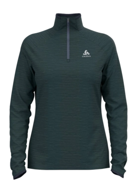 T-shirt anches longues Odlo pour femmes, couche intermédiaire 1/2 zip Essential Thermal India Ink Melange