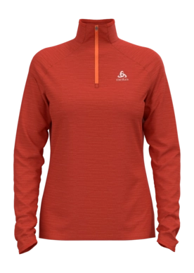 Langarmshirt Odlo Mid Layer 1/2 Zip Essential Thermal Damen Cinnabar Melange