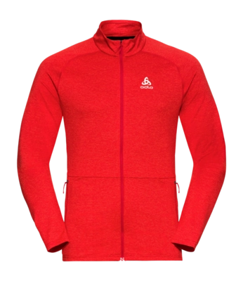Longsleeve Odlo Men Mid Layer Full Zip Sesvenna Chinese Red Melange