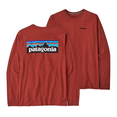 Long Sleeve T-Shirt Patagonia Men P-6 Logo Responsibili-Tee Burl Red Long Sleeve