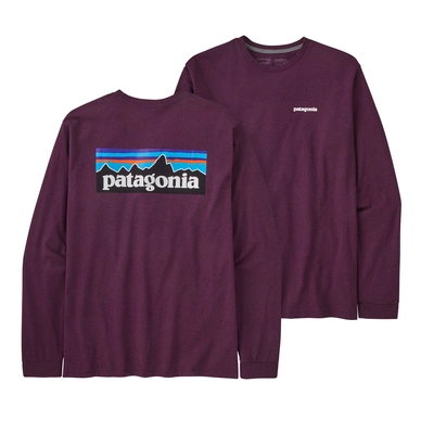 Long Sleeve Shirt Patagonia Men P-6 Logo Responsibili-Tee Night Plum