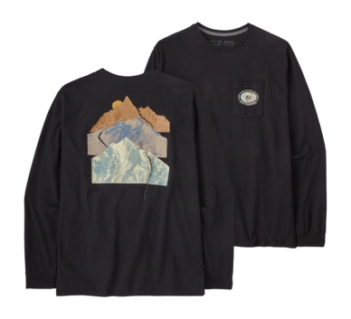 Langarmshirt Patagonia Snowstitcher Pocket Responsibili-Tee Ink Black