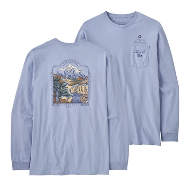 Long Sleeve T-Shirt Patagonia Unisex 50 Year Recycled Cotton Pocket Pale Periwinkle