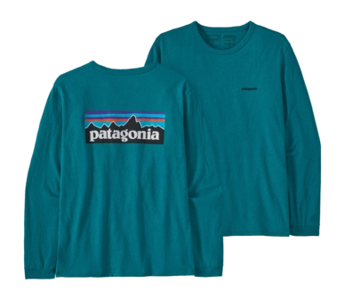 Shirt Patagonia Women P-6 Long Sleeve Logo Responsibili-Tee Belay Blue