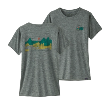 T-shirt Patagonia Femme Capilene Cool Daily Graphic Shirt Lands Sleet Green X-Dye