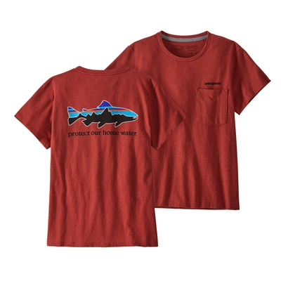 T-Shirt Patagonia Women Home Water Trout Pocket Responsibili-Tee Burl Red