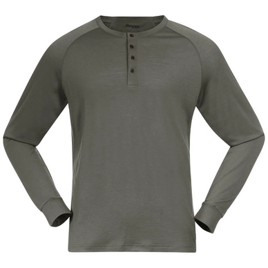 Langarmshirt Bergans Lysebu Wool Henley Herren Green Mud