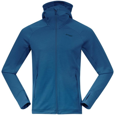 Zip Sweatshirt Bergans Men Ulstein Wool Hood North Sea Blue