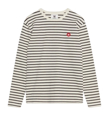 T-Shirt Wood Wood Mel Unisex Off White Black Stripes