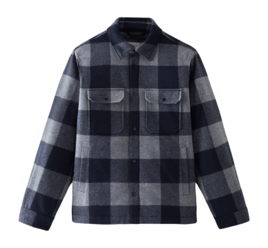 Overshirt Woolrich Men Alaskan Wool Check Overshirt Blue Buffalo