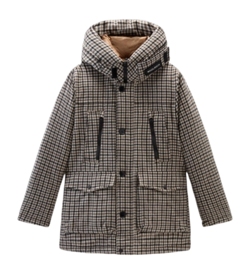 Parka Woolrich Men Wool Arctic Parka Cream Check