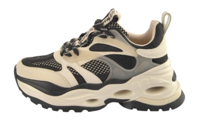 Sneaker Buffalo Triplet M Damen Cream Black Vegan Nubuck / Textil